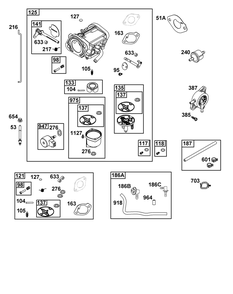 Carburetor And Fuel Supply Group Diagram and Parts List for 40N777-0021-B5 400000 - 699999 Briggs and Stratton Engine